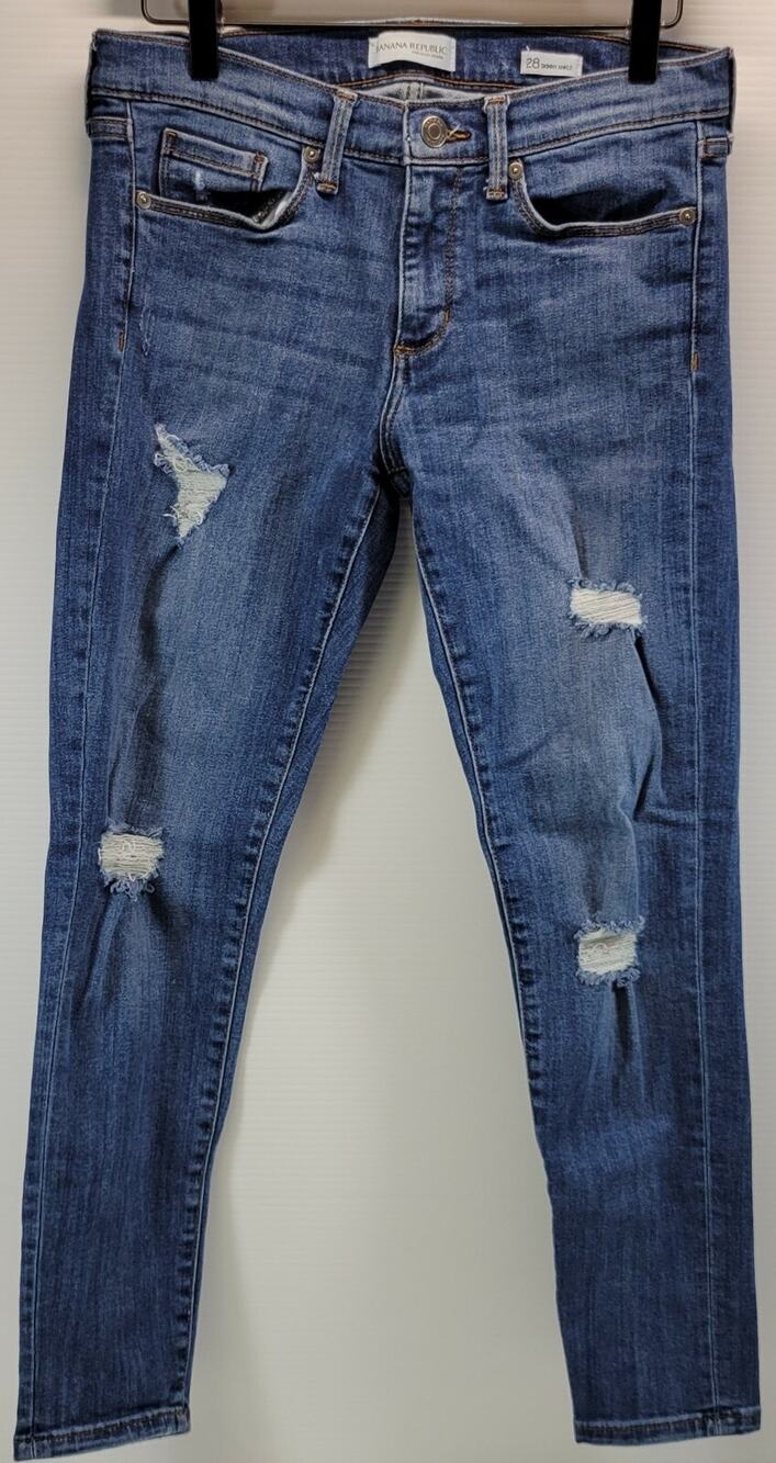 I2) Banana Republic Women Skinny Ankle Premium Denim Blue Jeans 28 Regular